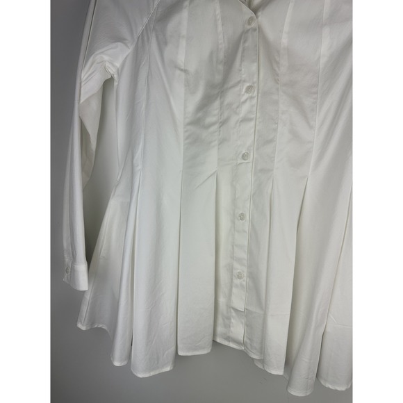 Stella Carakasi Showstopper Shirt White Button up Tunic Blouse Pleated Pocket XS - Picture 11 of 16